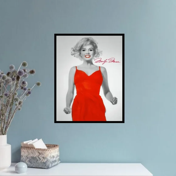 Marilyn Monroe | Wall Decor | Marilyn Monroe Art Red Dress Color Pop Jump  Print Framed | Poshmark